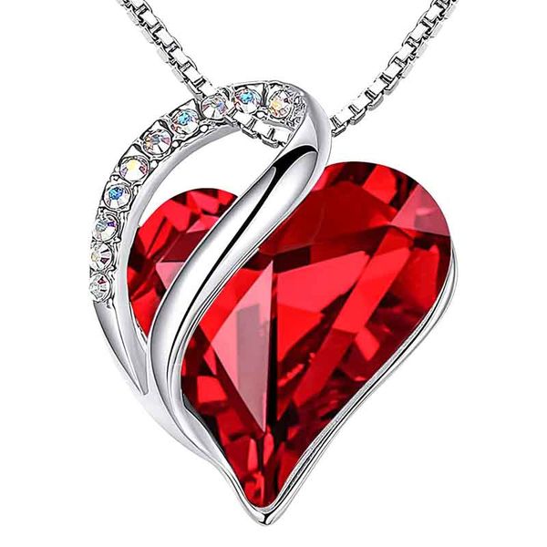 Valentinstag-Geschenk-Halsketten für Frauen, Unendlichkeits-Liebes-Herz-Anhänger mit Geburtsstein-Kristallen, silberne 45,7 cm + 5,1 cm lange Kette, Schmuck, Geburtstagsgeschenke für Ehefrau, Freundin, Mutter