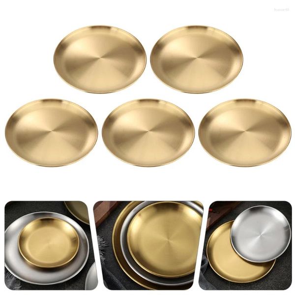 Conjuntos de utensílios de jantar 10 PCs Bolo de bandeja Pan de lanche em casa Sobessert Storage Bifes Redonda Frilhas Plate Aço inoxidável Anti-Rust Kitchen Fajuming