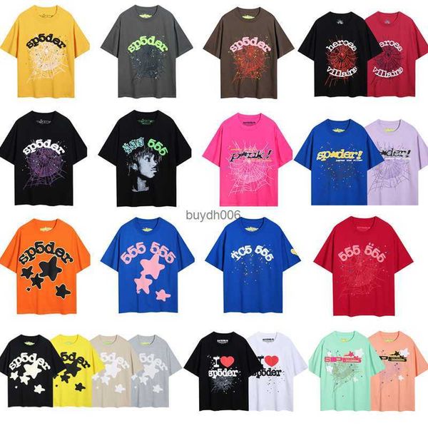 Spider Web Men's T-shirt Designer Sp5der Mulheres Camisetas Moda 55555 Mangas Curtas Padrão de Verão Young Thug Star Foam Impresso Laser Adesivo 0mau