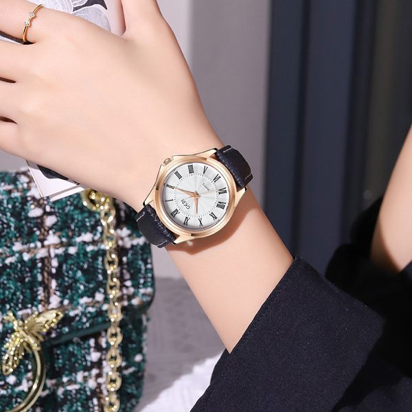 Женские ретро римские нейтральные часы с большим циферблатом, легкие, роскошные, водонепроницаемые кварцевые часы с простым ремнем