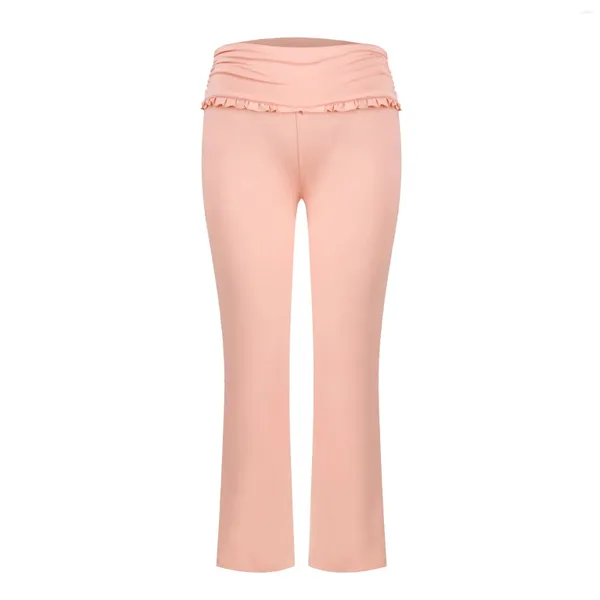 Pantaloni da donna Leggings svasati Vita risvoltata Yoga Pantaloni skinny a vita alta a vita alta Palazzo Jogger Pantaloni sportivi Negozio ufficiale