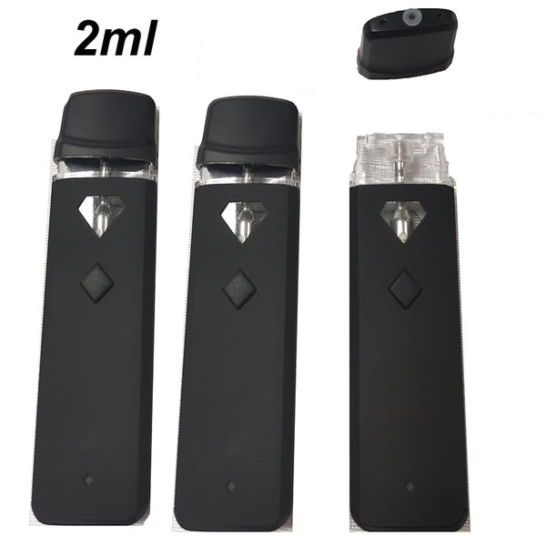 USA LAGER 2 ml Vorheizen Vape Pen Einweg-E-Zigaretten-Pod Dickes Öl Leere Snap-On-Spitzen Wiederaufladbare 280-mAh-Batterie Keramikspule Verdampferknöpfe Vorheizstifte