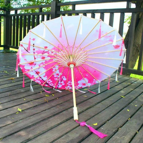 Guarda-chuvas 82cm romântico pano de seda guarda-chuva à prova de chuva antigo hanfu dança guarda-chuva decorativo adereços mostrar desempenho dança óleo guarda-sol