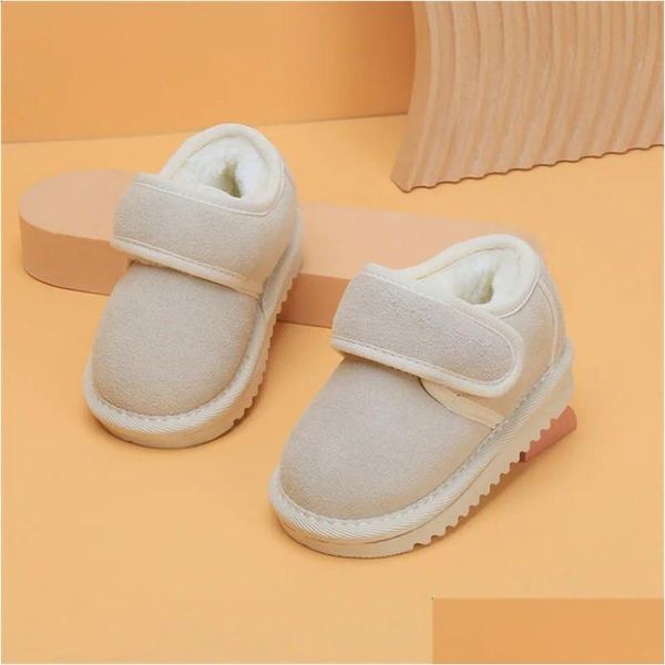 First Walkers Echtes Leder Winter Babyschuhe Warme P Kleinkind Jungen Mädchen Baumwolle Gummisohle Outdoor Tennis Mode Kleine Kinder Drop D Dhuls