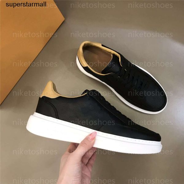 Mens Designer Sapato Beverly Hills Luxurys Sapatos Preto Em Relevo Grained Couro De Bezerro Marca Sneakers Leve Outsole Trainers EK4J