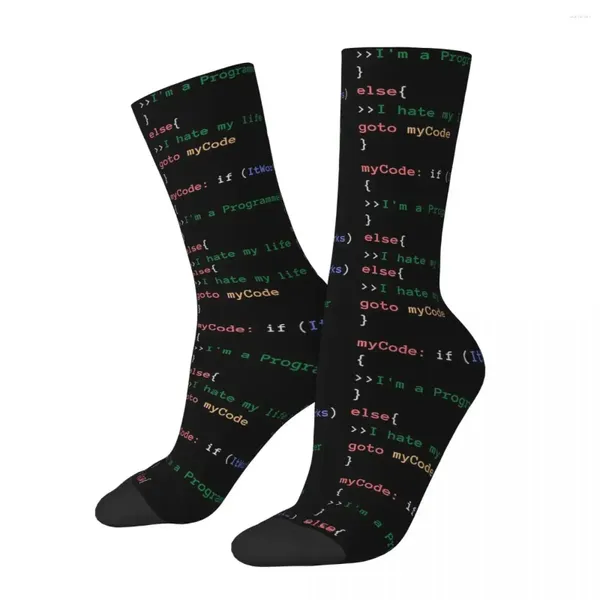 Il programmatore di calzini da uomo progetta calze super morbide Harajuku per tutte le stagioni, accessori lunghi per il regalo di compleanno di uomo e donna
