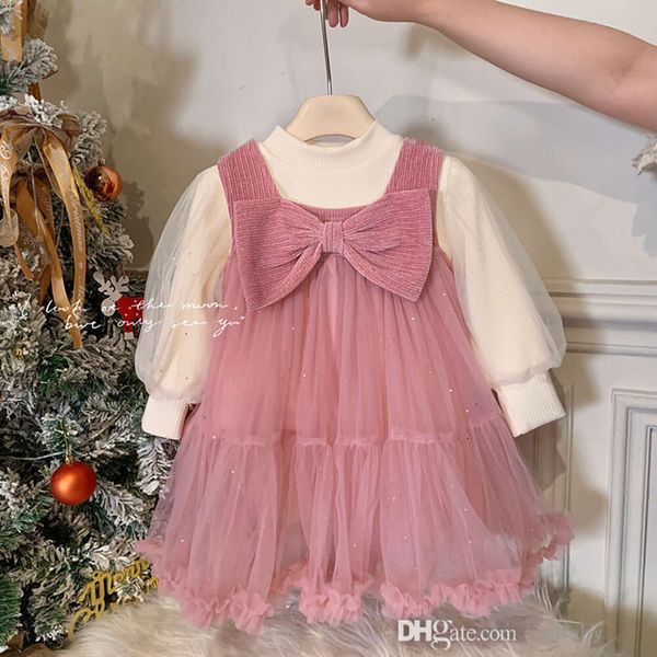 Милый комплект из двух предметов для девочек, детская одежда, осенне-зимние плюшевые платья принцессы, комплекты с юбкой для маленьких девочек, одежда