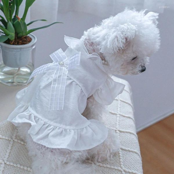 Hundebekleidung 587C Modisches Outfit für Hunde, weiße Kleider, Bichon-Welpen, Strampler, Overalls