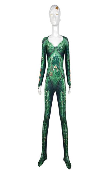 Mera kostüm aquaman film versiyonu mera cosplay bodysuit 3d icrimer lycra spandex zentai kostüm cadılar bayramı partisi takım elbise ile 9919272