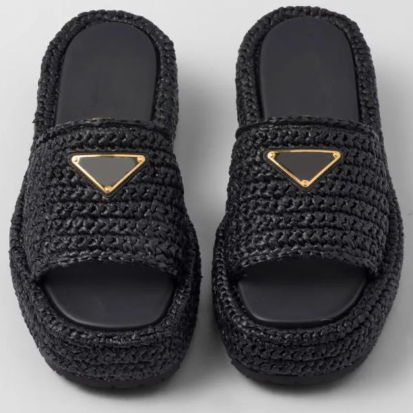 Novo designer de praia chinelos ráfia flatform sandálias textura sofisticada das mulheres cunha salto aumentando sapatos confortável chinelo