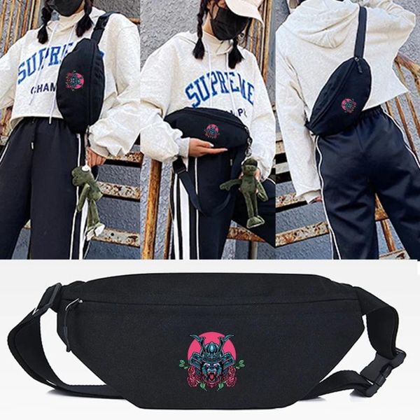 Taille Taschen Männliche Frauen Tasche Brust Pack Sling Umhängetasche Outdoor Sport Schulter Täglichen Picknick Rote Sonne Monster Druck Leinwand