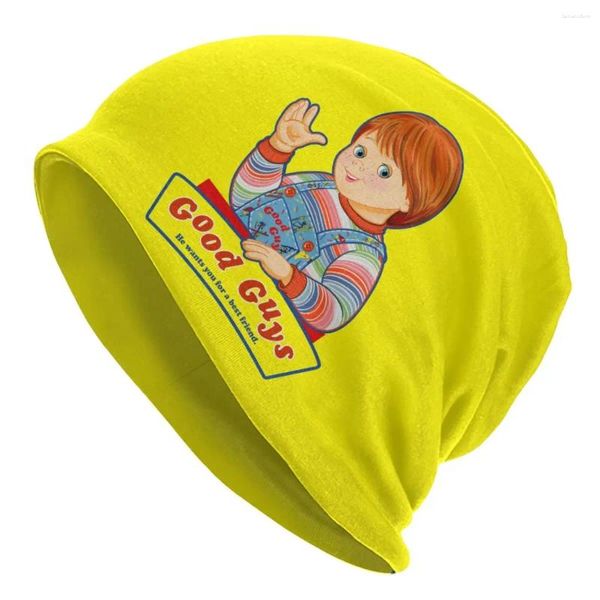 Berets Good Guys Child's Play Beanie Cap Inverno Quente Bonnet Femme Chapéus de Malha Moda Ao Ar Livre Ski Chucky Boneca Skullies Beanies Caps