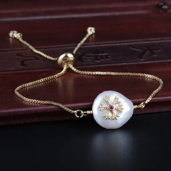 Braccialetti di collegamento 5 pz/lotto Vino Rosso Cz Neve Fiocco di Neve Fascino Perla D'acqua Dolce Perline Pendenti E Ciondoli Delicate Donne Per Il Regalo