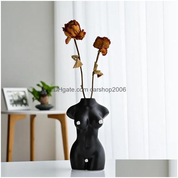 Produtos de estilo chinês vasos de cerâmica modernos para decoração de casa acessórios decorativos cor corpo flor vaso gota entrega jardim artes cr dhvj9