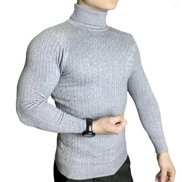 Camisolas masculinas 2024 camisola de malha gola alta outono inverno quente homens casuais polo pescoço pulôver manter malha de lã sweate