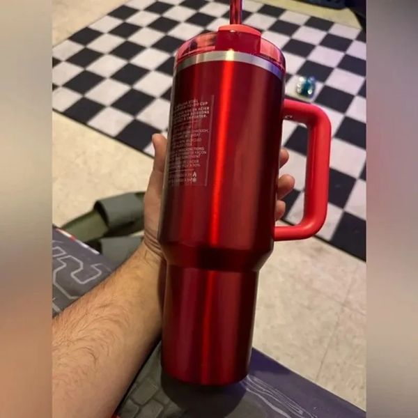 Kış Kırmızı Comso Pembe Geçit Töreni 40oz Söndürücü H2.0 Kupa Kupaları Seyahat Araba Kupası Paslanmaz Çelik Tumblers Cons Saplamalı Sevgililer Günü Hediye G0119