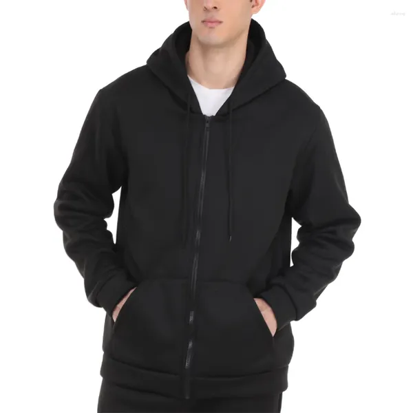 Herren Hoodies 4-Farben-Reißverschlussjacke Herbst dünne Fleecejacken einfarbige Reißverschluss-Sweatshirts Streetwear Y2k Lässiger Reißverschluss-Hoodie