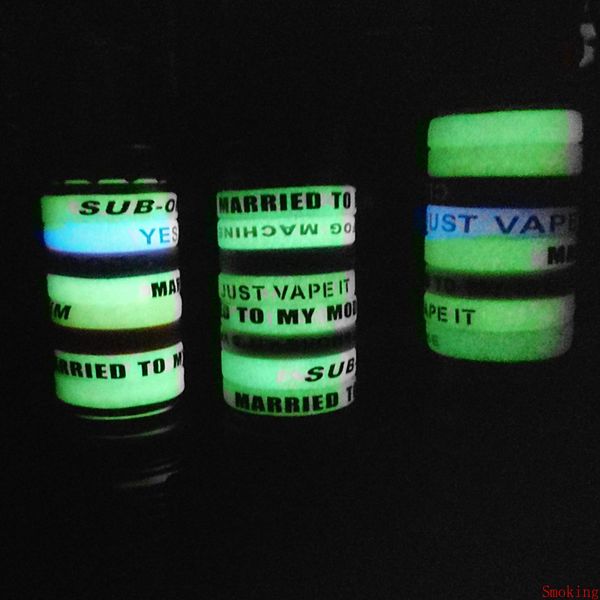 22mm Banda de Silício Luminoso Noctilucente Brilho no Escuro Anéis Anel de Beleza de Silicone Antiderrapante Borracha Para Pods Kit Mecânico Mod Atomizador RDA