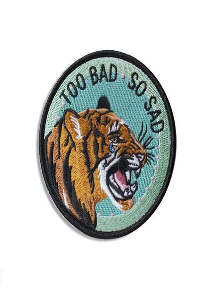 Nozioni di cucito tigre triste toppe ricamate ferro su toppa animale per abbigliamento cappelli borse giacca distintivo personalizzato8012864
