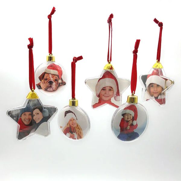 DIY Photo Ball Weihnachtsgeschenke Foto Ball Clip Runde Fünf Sterne Weihnachtsbaum -Ornamente Hochzeitsgeschenk XD24062 ZZ