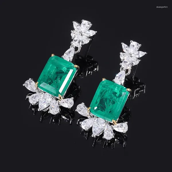 Ohrstecker Elegantes Labor Erstellt Smaragd S925 Sterling Silber Set Anhänger Halskette Für Frauen Luxus Designer Schmuck Geschenk Mädchen