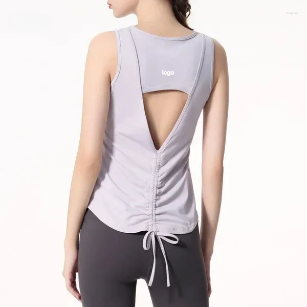 Camisas ativas LO Treinamento Correndo Mulheres Yoga Voltar Apertado Roupas Sexy Top Pull Rope Sem Mangas Colete Esportivo