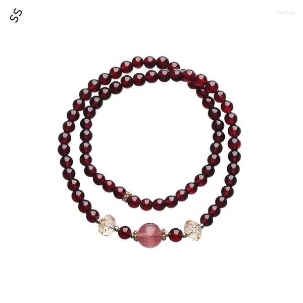 Bracciale in granato filo per donna Fascino alla moda Ornamento a mano Accessori gioiello Decorazione per l'uso quotidiano femminile Multistrato