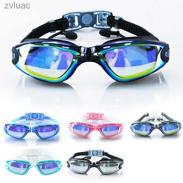 Accesorios de buceo Gafas de natación Gafas de piscina para adultos Anti niebla Hombres Mujeres Protección UV Óptica Impermeable Gafas de natación con tapones para los oídos YQ240119