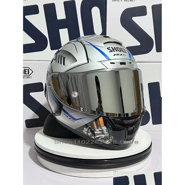 Motorhelmen Shoei X14 Helm X-Fourteen Yzf-R1M Special Edition Sier Fl Face Racing Casco De Motocicleta Drop Delivery Automobi Dhset