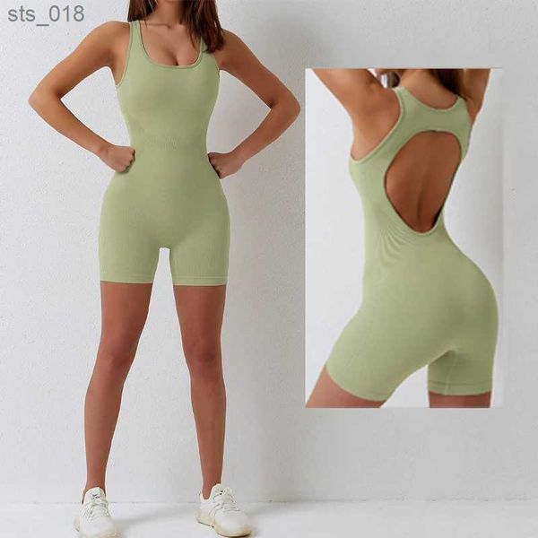 Yoga Outfit Vnazvnasi Yoga Combinaison Sans Couture Sport Combinaison Ensemble Femmes Gym Court Dos Nu Fitness Costume Élastique Vêtements D'entraînement pour FemmesH24119