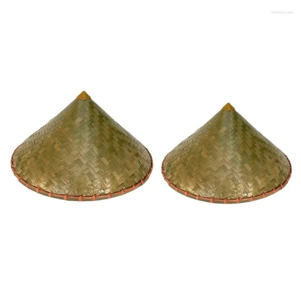 Chapéus de borda larga 50jb chapéu de bambu oriental para mulheres homens protetor solar cônico respirável aba de bambu boné cosplay coolie