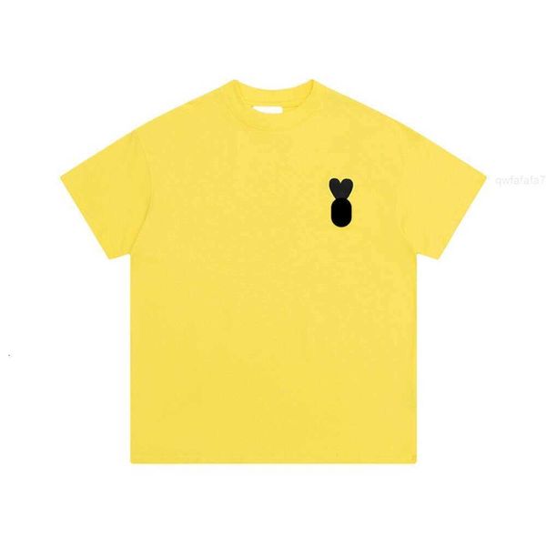 Designer t camisa de alta qualidade verão nova tendência versátil bordado pêssego solto em torno do pescoço manga curta camiseta masculina casal gzfr
