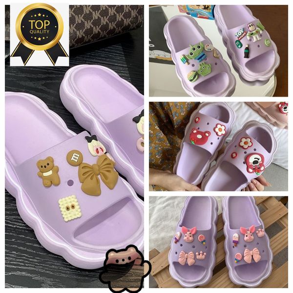 2024 Summer Outdoor Soft Sole Cartoon Graffiti Slifori Sandali da spiaggia Sandals da spiaggia Scarpe casual Bianco Pink Orso Pink Flowers