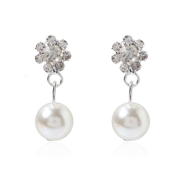 Clip di perle di strass color argento lungo alla moda in stile coreano senza fori per le orecchie per orecchini per figlie e bambini