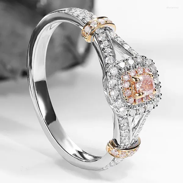 Cluster Ringe HOYON 925 Silber Farbe Natürlicher Rosa Topas Ring für Frauen Anillos S Bizuteria Schmuck Edelstein Diamant Stil