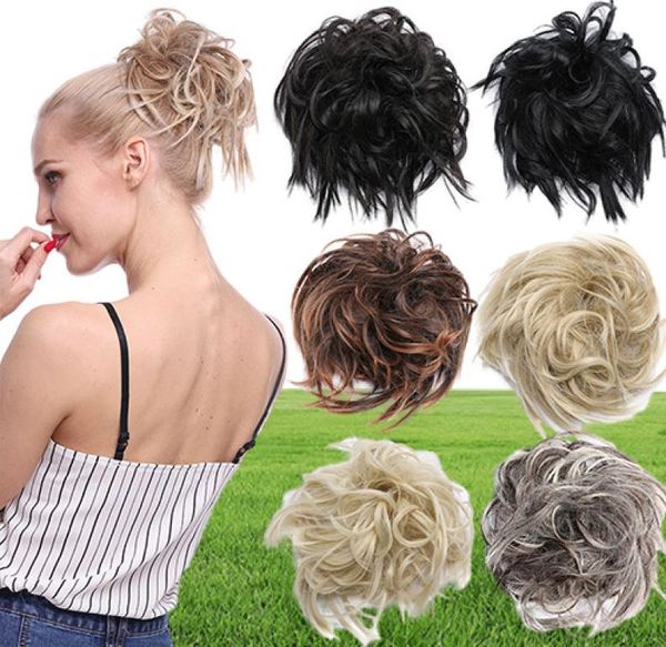 Yeni Dağınık Scrunchie Chignon Saç Çörek Düz Elastik Bant Updo Saç Parçası Sentetik Saç Chignon Saç Uzatma Kadınlar için 8091946