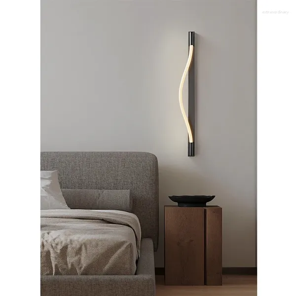 Lampada da parete di lusso dal design nordico minimalista ottico con corda dinamica soggiorno corridoio Wabi-sabi creativo