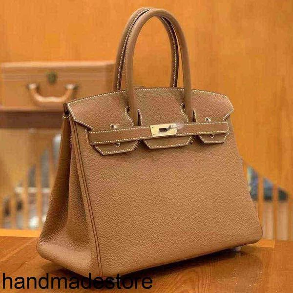 Платиновая сумка, дизайнерская сумка, сшитая вручную, большая Bk30, оригинальная кожаная модная кожаная сумка Togo, роскошная золотисто-коричневая сумка