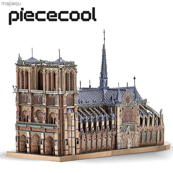 3D Bulmacalar Piececool 3D Metal Bulmaca Notre Dame De Paris Model Bina Kitleri DIY Jigsaw Genç Oyuncaklar Beyin Teaser