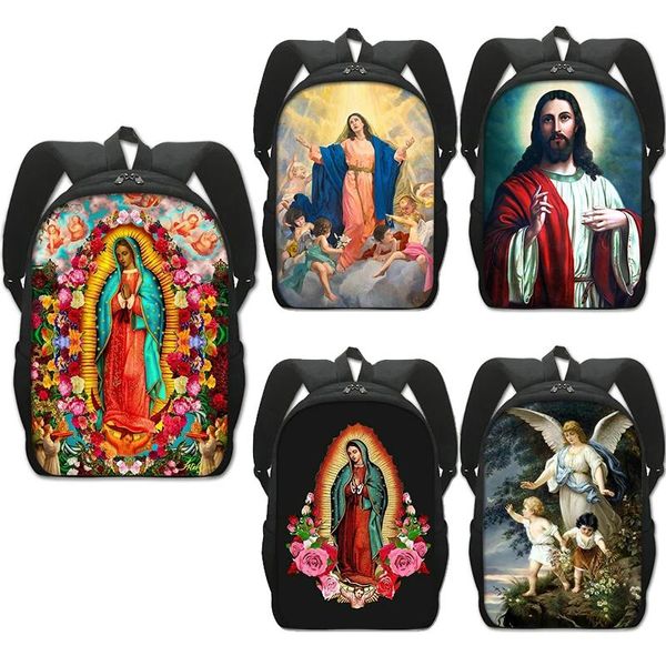 Taschen Unsere Liebe Frau von Guadalupe Icon Druck Rucksack Vintage Religion Jesus Schultaschen Frauen Männer Student Büchertasche Laptop Rucksack Geschenk