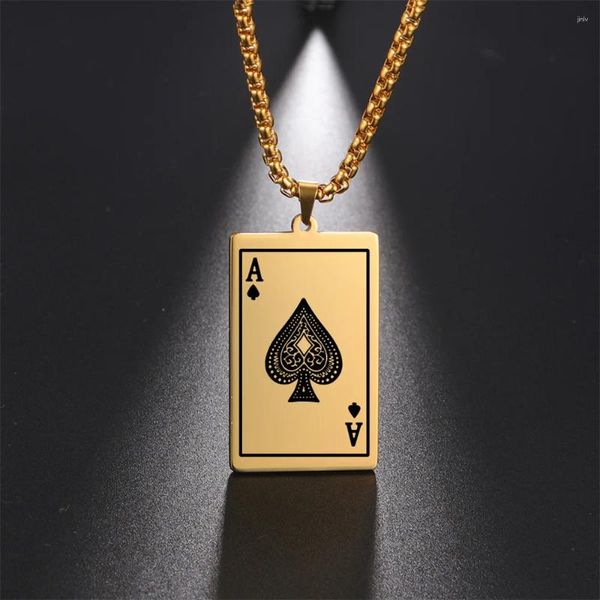 Anhänger Halsketten My Shape Ace of Spades Halskette für Männer Frauen Paar Poker Karte Edelstahl Kette Hip Hop Punk Männlicher Schmuck