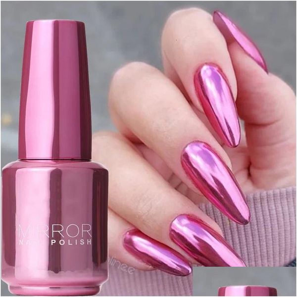 Prego polonês 12 cores espelho de longa duração de secagem rápida metálico sier roxo rosa ouro não é peelable unhas decoração 240106 gota d dh3z7