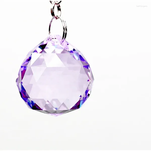 Lampadario di cristallo di alta qualità 10 pezzi / lotto viola 30mm sfaccettato Feng Shui palline (anelli gratuiti) pendenti in vetro scintillante fai da te Suncatcher