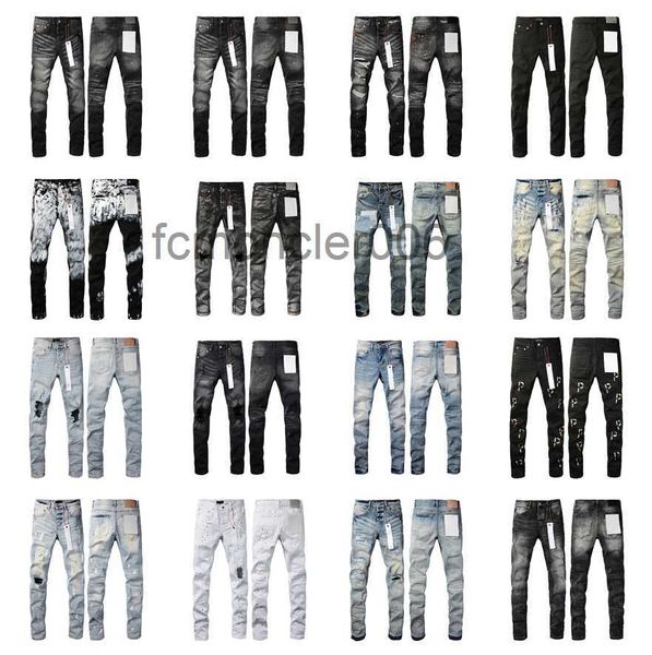 2024 Hot Purple Jeans Designer Herren Jean Ksubi Ripped High Street Bra Nd Patch Hole Denim Straight Fashion Streetwear Silm G38X