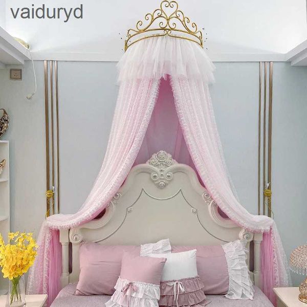 Zanzariera Principessa Corona Zanzariera Palazzo Tenda da letto Ragazza Camera dei bambini Arredamento Comodino Filato Tende da principessa romantica Letto a baldacchino Valancevaiduryd