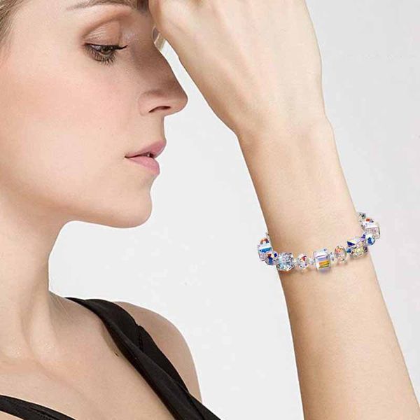 A Little Romance Braccialetti in Argento Sterling per Donna Bracciale con Cristalli Aurora Boreale Estensione da 7+2 Pollici Festa della Mamma Compleanno Anniversario Regalo per Donne Ragazze