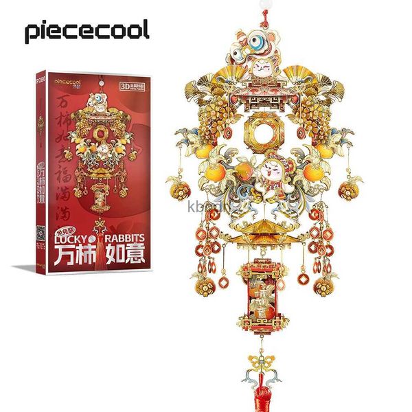 Ferramentas de artesanato Piececool Modelo Kits de Construção Chinês Lucky Rabbits 3D Metal Puzzle Jigsaw DIY Set Presentes Decoração de Casa YQ240119