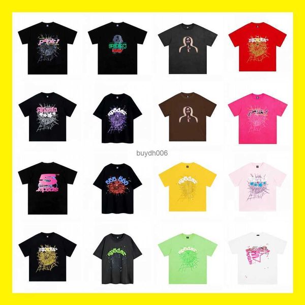 T-shirt da uomo Spider Web Designer Sp5der T-shirt da donna Moda 55555 Maniche corte Cantante hip-hop Giovane delinquente Stessa lettera in schiuma Coppia T-shirt rosa Zo7c