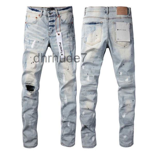 Фиолетовые брендовые джинсы, мужские уличные синие джинсовые брюки с рваными дырками, потертые облегающие потертые брюки, оптовая продажа, 2 шт., скидка 10% 7NUO