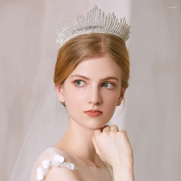 Pinzas para el cabello con diseño de corona para desfile para niñas, accesorios de boda para novia, Tiara Original y diamantes de imitación completos